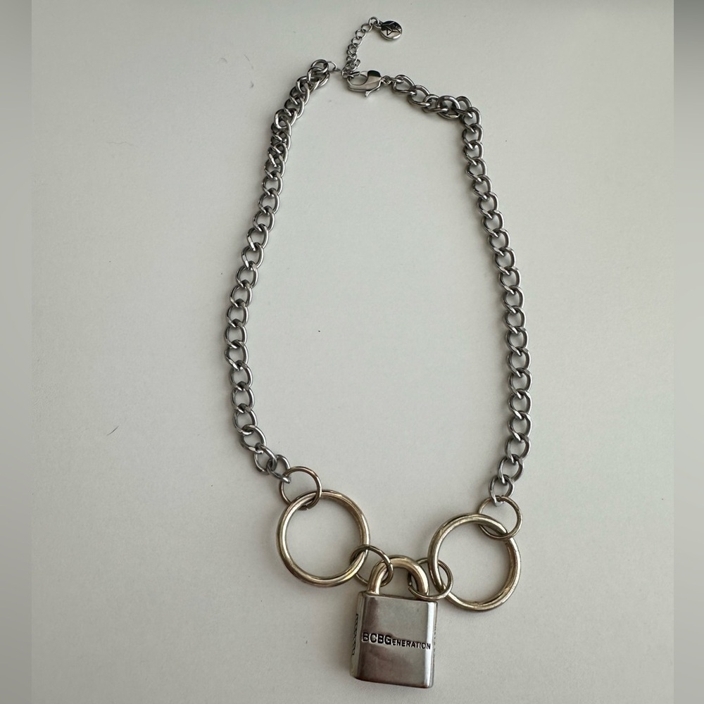 BCBGeneration Silver and Gold Chain Necklace with Padlock
